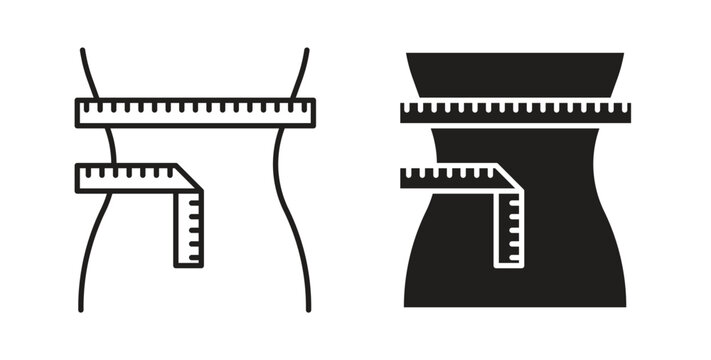 Weight loss icon line style collection. Simple black solid icons