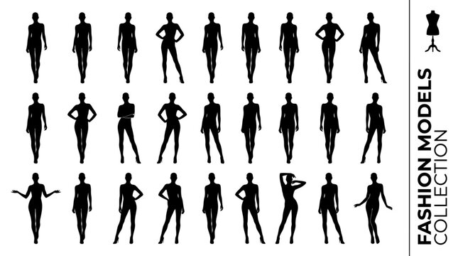 A Collection of Fashion Models Silhouette Poses for Design and Branding Projects
