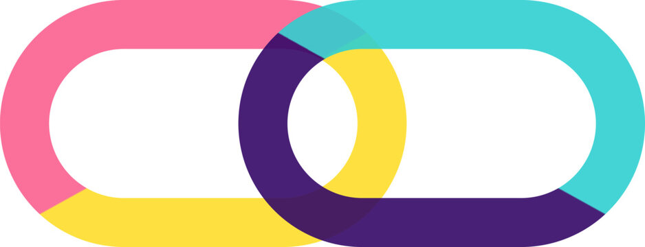 Modern abstract colorful interlocking oval links representing connectivity, partnership, digital integration, and technology network illustration
