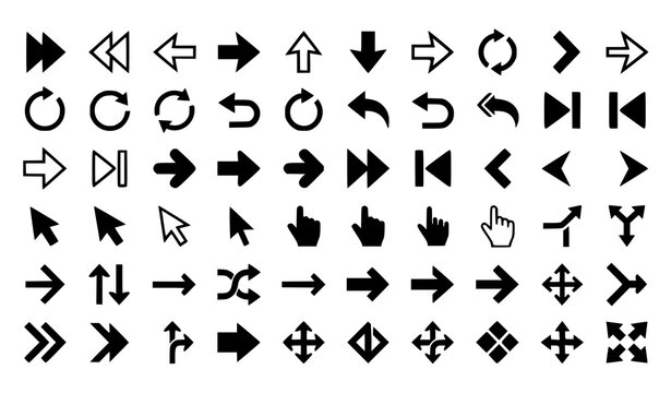 Black Arrow Vector Icon Pack Modern Direction and Navigation Symbol Collection