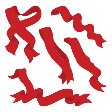 Red decorative ribbons arranged in abstract pattern