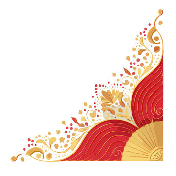 Red and gold ornamental corner design vector