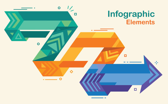 Modern colorful 3D infographic arrow elements set