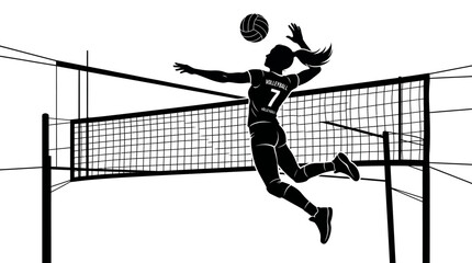 Volleyball player jumping to hit ball. © Alizay sports