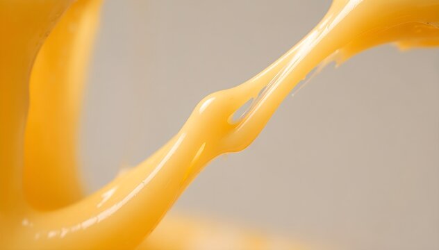 macro photograph of melted cheese stretching into long thin strand with warm side lighting