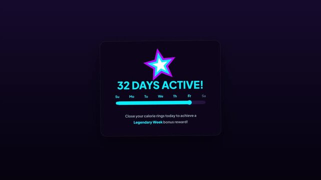 Fitness Mobile Application Daily Calorie Active Ring Tracker UI Badge Vector Animation