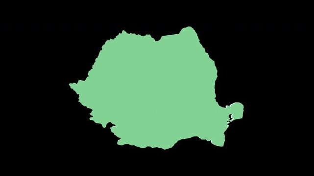 Romania green 3D map spin perfect 10 second loop black background