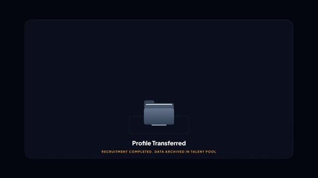 Candidate Vetting Profile Transferred Recruitment Process Animation on Dark Background