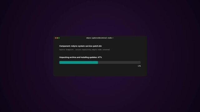 System Update Failed and Rollback Initiated Notification Screen on Dark Interface Terminal