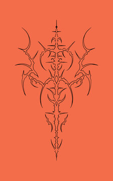 hand drawn symmetrical neo tribal cyber glips illustrations, tattoo element