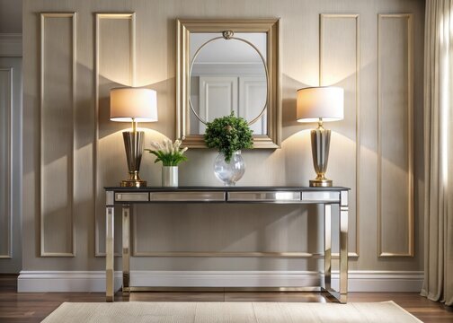 Hallway console table with elegant mirror frame