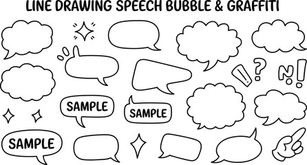 Fototapeta premium Collection of Hand Drawn Speech Bubbles and Graffiti Elements thought bubble comic