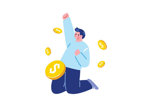 お金を稼ぐ男性のイラスト