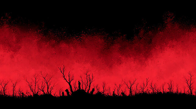 Red Sky Silhouette Landscape