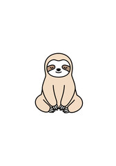 Obraz premium Cute cartoon sloth sitting peacefully