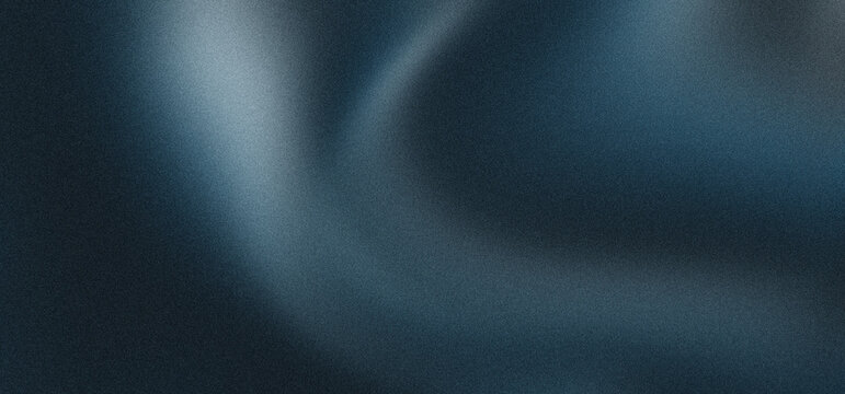 Abstract dark blue textured background with soft light gradient and grainy noise effect, elegant metallic surface with subtle curves and shadows