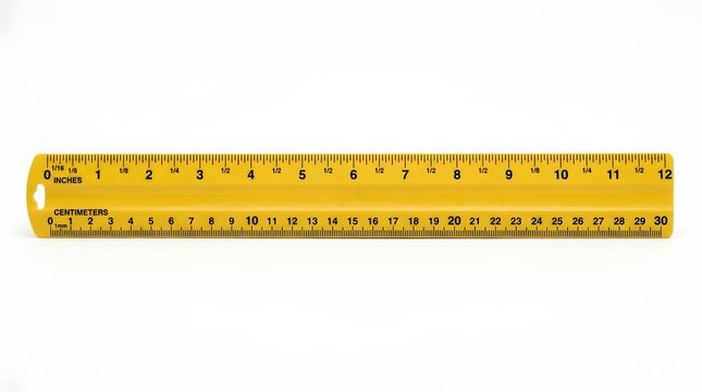 Flexible 12 inch yellow ruler with centimeter and inch measurements