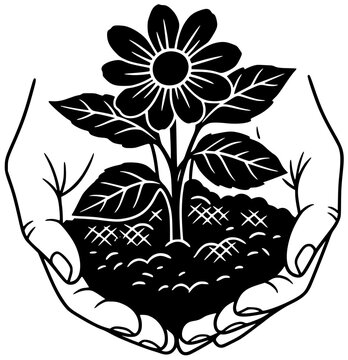 nature illustration sapling silhouette environment logo growth icon green outline plant ecology garden agriculture gardening seedling forest conservation leaf shape for vector graphic background
