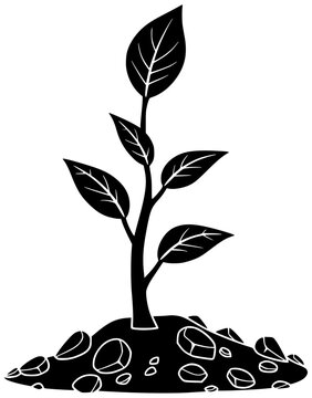 nature illustration sapling silhouette environment logo growth icon green outline plant ecology garden agriculture gardening seedling forest conservation leaf shape for vector graphic background