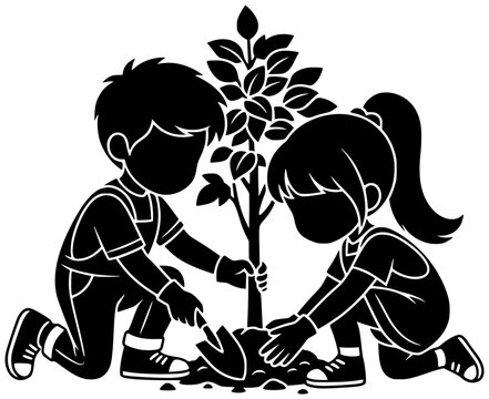 nature illustration sapling silhouette environment logo growth icon green outline plant ecology garden agriculture gardening seedling forest conservation leaf shape for vector graphic background
