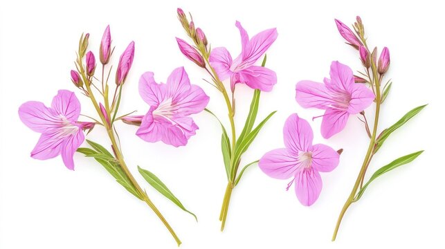 Rosebay willowherb Flower isolated on white background.