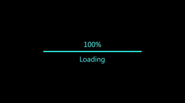 Loading progress bar animation from 0 to 100 with transparent background, Animated progress bar from 0 to 100 4 k animation..