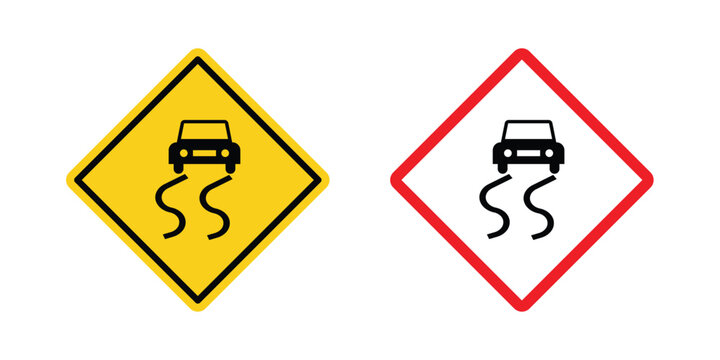 Slippery road sign