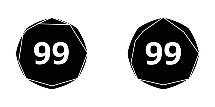 Number ninety nine inside geometric octagon icon with geometric mathematics illustration isolated monochrome
