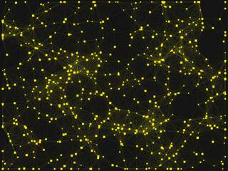 Fototapeta premium Generative Abstract Network Design with Solid Yellow and Black Elements