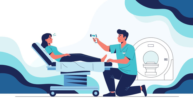 Medical Professional Checking the Patient's Temperature Before Radiological Examination