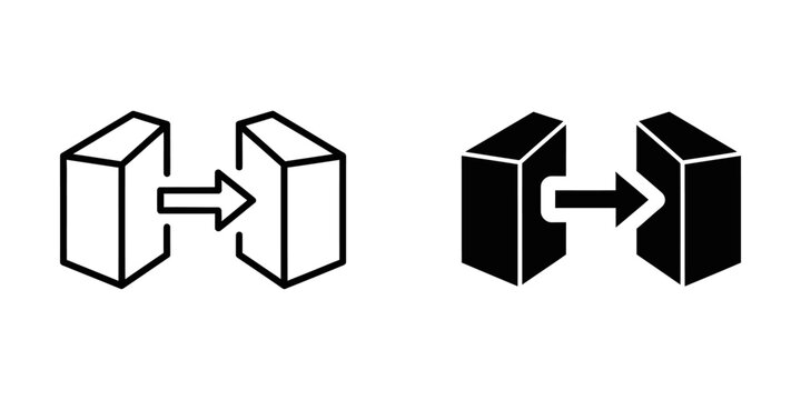 Block transfer and data migration concept icons with transfer migration movement logistics shipping delivery