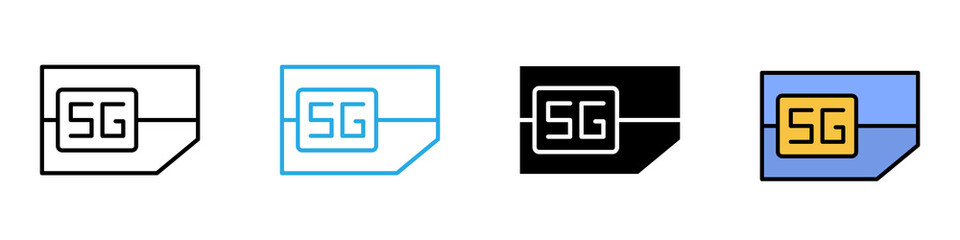 Sim card multi - style icon design concept © okta