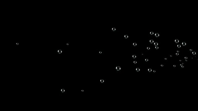 Rising Water Bubbles and Soap Foam Overlay 4K. Realistic Underwater Air Bubbles Floating Upward Exploding with Sparkling Reflection and Alpha Channel Seamless Loop.