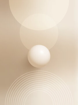 Nude gradient background featuring smooth 3D spheres, boho-inspired design and decorative line arch elements. Soft beige, cream and blush colors for social media covers and banners.