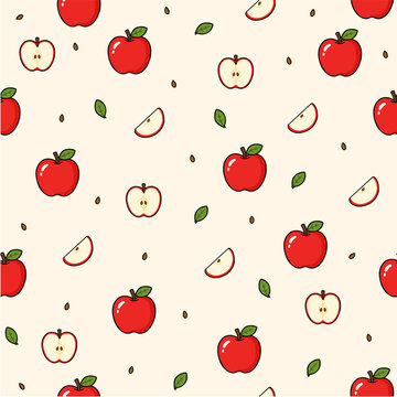 red apple seamless pattern background vector design