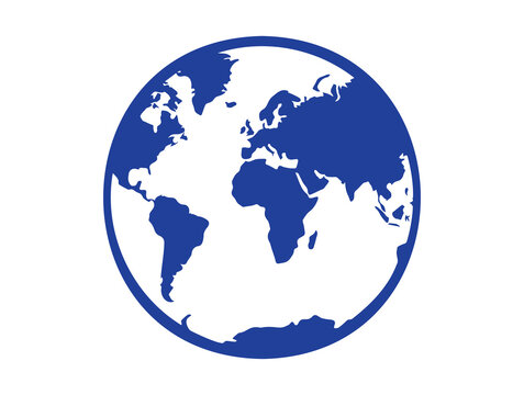 Blue Globe Earth World Map Circle Icon Transparent Background PNG