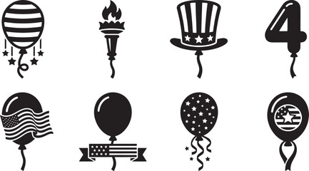 Naklejka premium Patriotic Balloon and Celebration Icons Set
