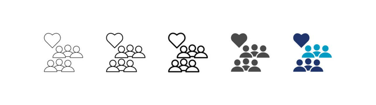 community icon set consisting of multiple styles vector illustration. editable stroke