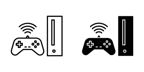 Wireless game controller and console system icons with controller wireless joystick entertainment interface © ICON  WAREHOUSE