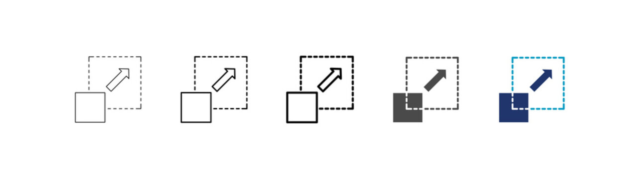scaling icon set consisting of multiple styles vector illustration. editable stroke