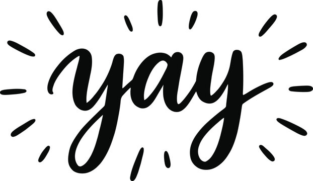 yay handwritten minimal typography reaction word flat vector illustration
