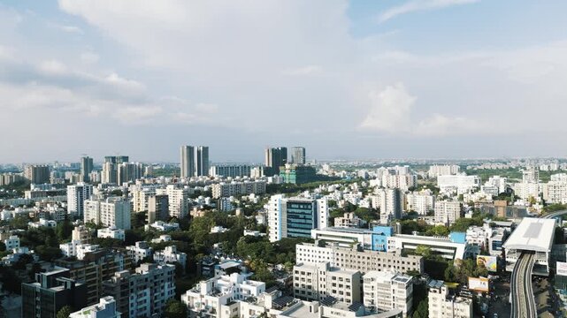 Indian IT software Metro City Skyline | Software Hub | Cinematic 4K Drone Footage