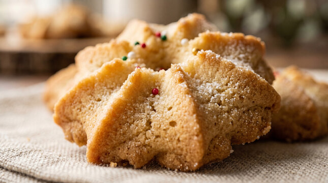 Spritz cookies, cookie texture close up