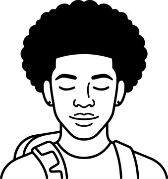 Outline illustration of a teen on a coughing pose