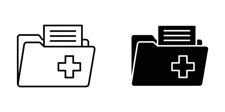 Medical folder with document icon set document hospital healthcare illustration business clinical management
