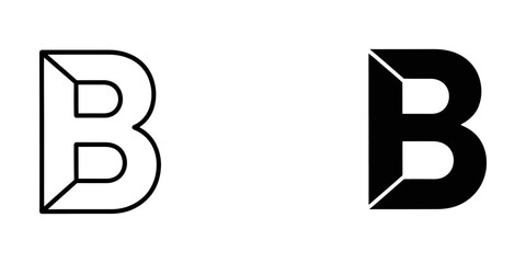Letter b icon in outline and solid styles with letter b design element typographic element alphabet © ICON  WAREHOUSE