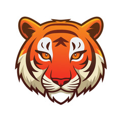 Obraz premium Flat illustration of a tiger head with stripes