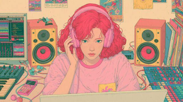 Creative Music Production Workspace
Focused Woman Composing Music in a Modern Studio