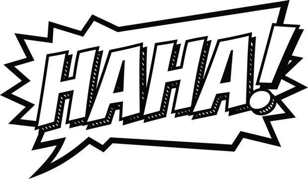 Haha comic speech bubble pop art reaction flat vector illustration