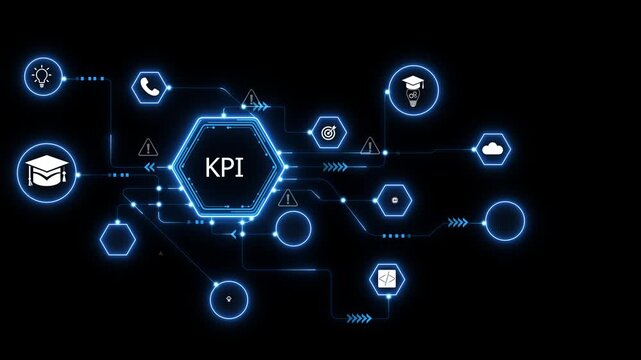 KPI performance tracking system with business analytics and data monitoring workflow for strategic decision making and productivity improvement 4k background